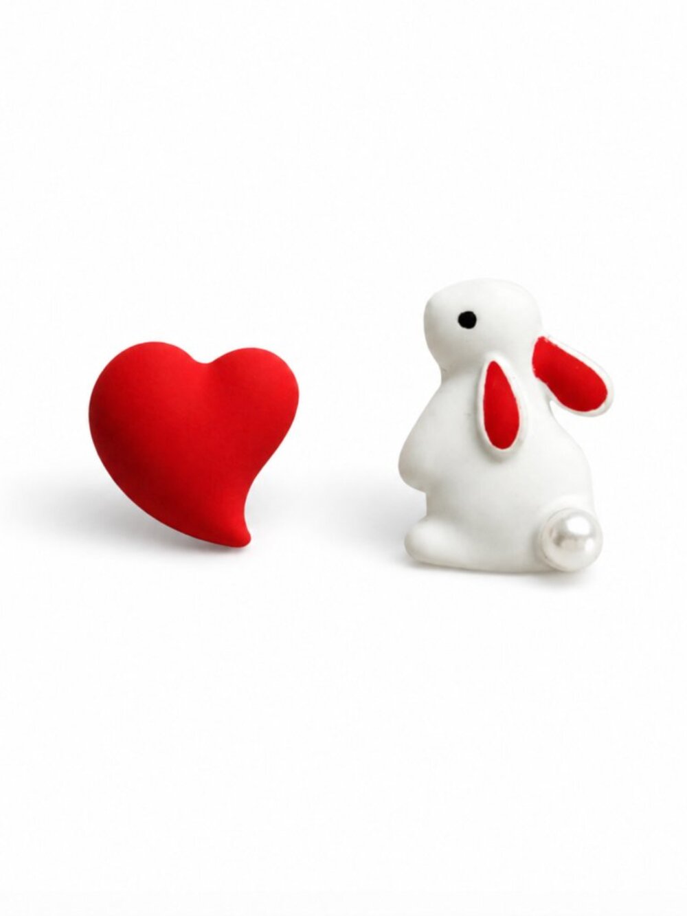 NWT Bunny & Red Heart Stud Earrings – Cute Whimsical Gift Earrings